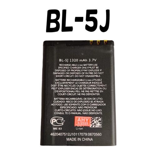 Rechargeable Lithium-ion Battery Model (BL-5J) - Compatible with Nokia phones such as Lumia 520, Lumia 521, Lumia 525, Lumia 530, Asha 200, Asha 201, Asha 302, Nokia X1-00, X1-01, X6, Nokia 5228, 5230, 5233, 5235, 5800, N900, C3-00