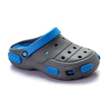 Kids Bi-tonePerforated Slip On Clogs - Dark Grey &amp; Blue