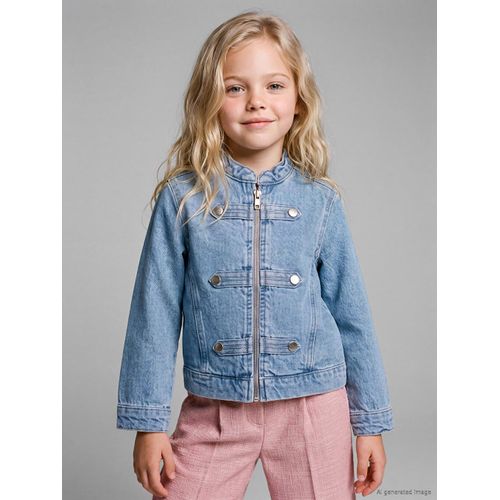 Grandad Collar Girls' Jean Jacket