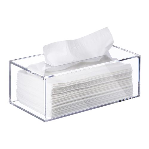 Clear Acrylic Tissue Box Holder 24 x 13 x 9 cm Rectangular Facial Tissue Organizer for Bathroom Bedroom Living Room Vanity and Office Decor