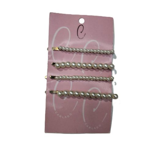 set of 4 Metal Hair Clips Pins Pearl