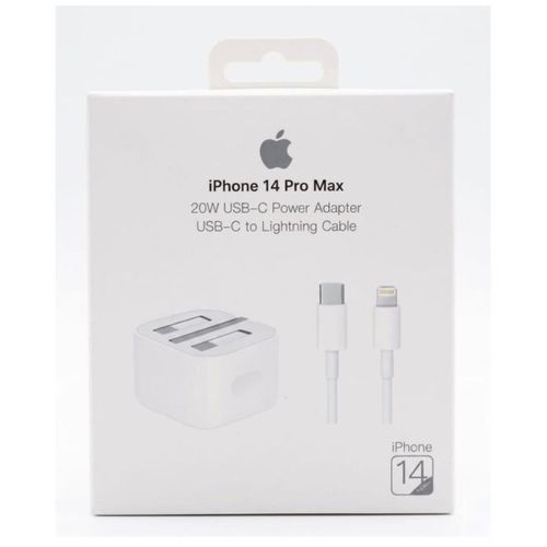 20W USB-C Power Adapter + USB-C to Lightning Cable (1m) Combo for iPhone 14 Pro Max & 14 Series - White