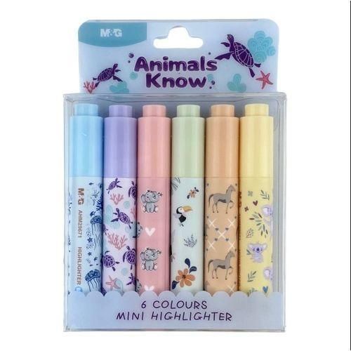 MG Chenguang Animals Know Mini Neon Highlighters 6 Colors - No:AHM29671