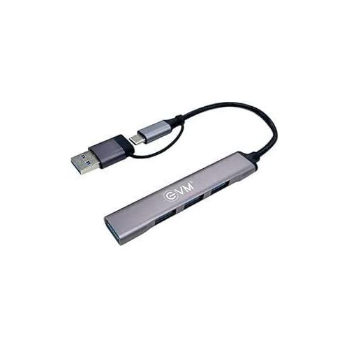 Maza 2-in-1 Four Port USB Hub - Type-C & USB Dual Input - 1 Hub 3.0 + 3 USB 2.0 Ports - 1 Year Warranty (EVMCU4HP)