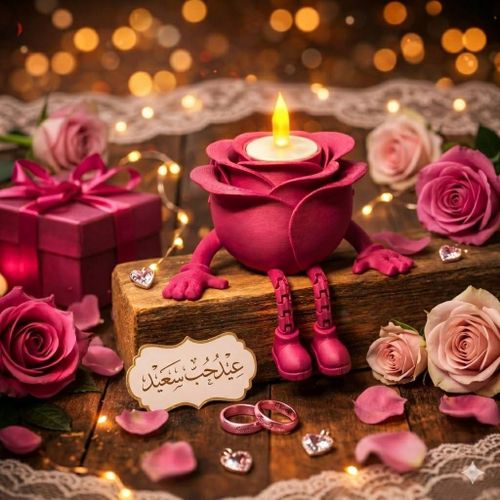 Enchanting Candle Rose-Pink A romantic 3D design that comes to life