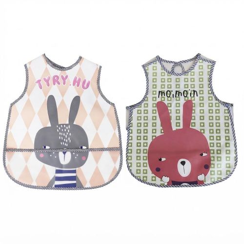 2 Pack Kids Plastic Bibs - 2 Pack Waterproof Kids Bibs - 2 Pack Baby Feeding Bibs - 2 Pack Kids Eating Bibs