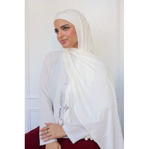 Premium Lycra Hijab Scarf for Women - Soft Off-White Wrap