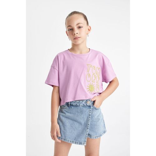 Knitted Short Sleeve T-Shirt - Lilac