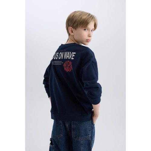 Boy Crew Neck Oversize Fit Sweat Shirt - Navy