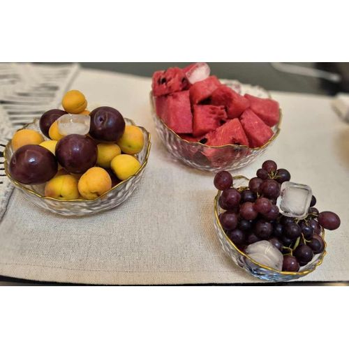 Golden Edge Bowls - 3-piece elegant frosted glass serving collection for fruit, salad, or snacks, merging delicate shine and practicality to elevate every dining experience beautifully