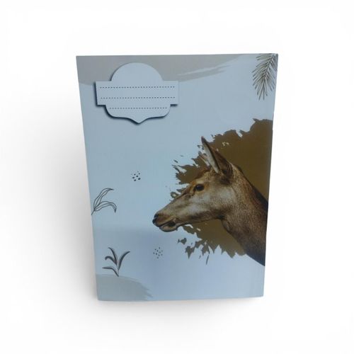 Stapled Squared School Notebook, 60 Sheets, Deer Design, Coated Cover, 16 x 22.5 cm