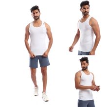 Set Of 3 Solid Sleeveless Under Shirt - White