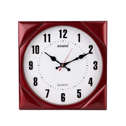 7091- Analog Wall Clock – Dark Red