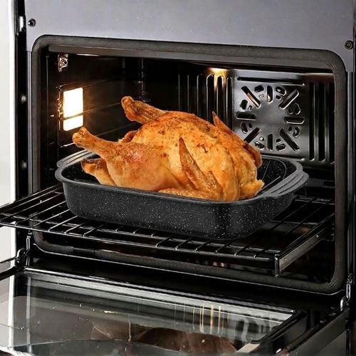 Rectangular baking tray (41.5 - 25 - 6.5 cm) with grill rack, oven tray for preparing meat, chicken and baked dishes