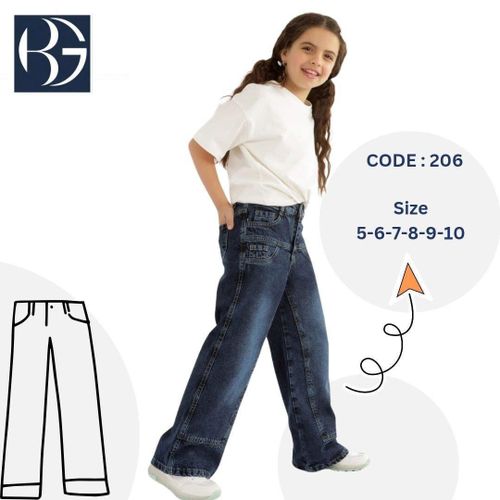 Girls Trendy Paneled Wide-Leg Jeans Code 206 Chic Modern Comfort