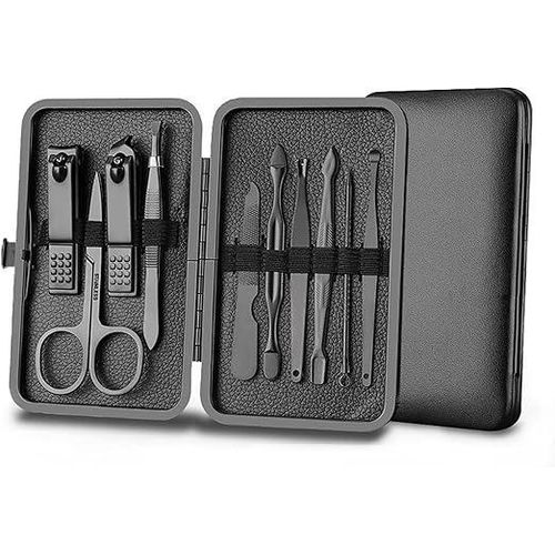 TECHZONE Professional Manicure & Pedicure Set – Premium Stainless Steel Nail Clippers Kit with Travel Case, Sharp Durable Grooming Tools for Hands,