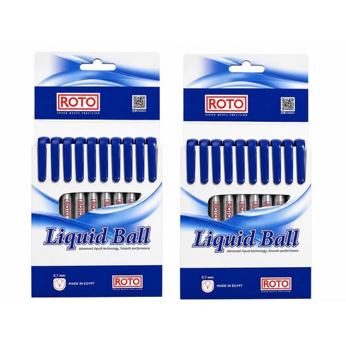 Liquid Ball Pen Set - Blue - 0.7 mm - Pack of 2 (10 Pens Each, Total 20 Pens)