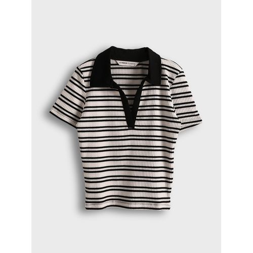 Polo Neck Striped Women's T-Shirt