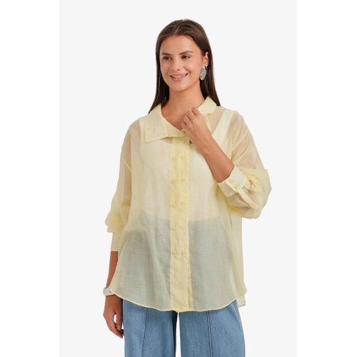 Sheer Double-Breasted Shirt