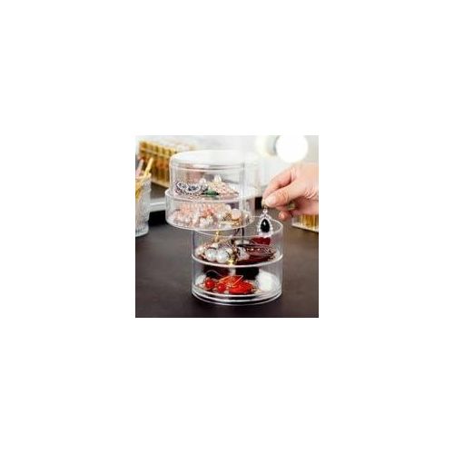 Clear makeup and accessories organizer, also suitable for hair clips, candy, and snacks. Made of imported pure acrylic, vertical, high quality, and excellent craftsmanship. Available in 4 tiers. Egyptian-style round polyester accessories.