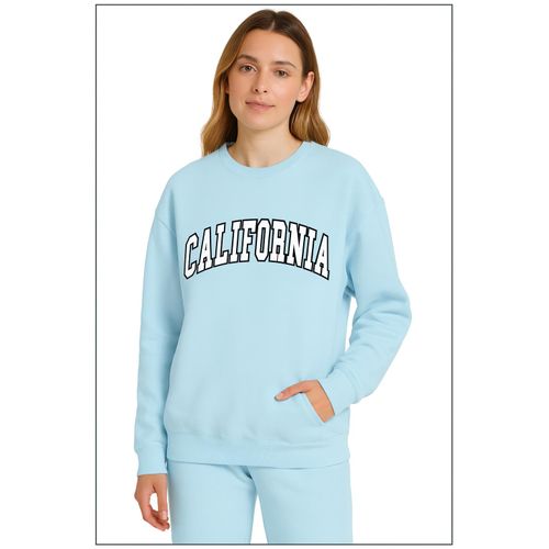California Print Crew Neck Sweatshirt - Baby Blue