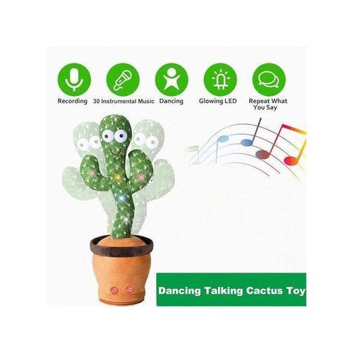 General Dancing Talking Cactus Toys, Singing Mimicking Recording Repeating What You Say, Electronic Light Up Plush Toys