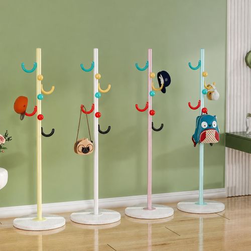 Kids Clothes Hanger Stand - Modern Metal Coat and Bag Rack Organizer for Children's Bedroom & Nursery
