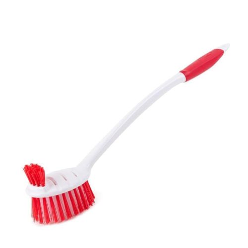 Multi-Purpose Brush, Long Comfortable Handle, Durable Red Bristles, for Cleaning Carpets, Floors, Bathrooms, and Large Utensils