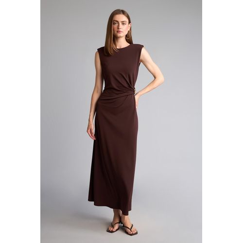 Crew Neck Crepe Midi Dress