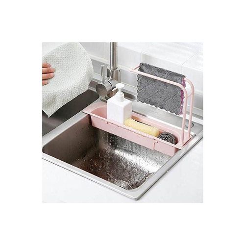 Sponge Holder Sink Organizer Drain Rack Expandable Storage Drain Basket Rack Blue 50cm