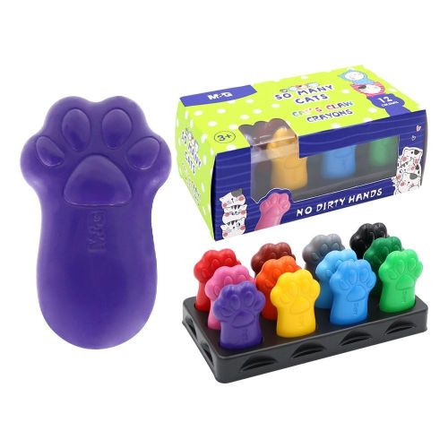 Chenguang So Many Cats Claw Shaped Wax Crayon 12 Colors Bright and Safe Artistic Expression, SMC, Non-Toxic- No:AGMX4151