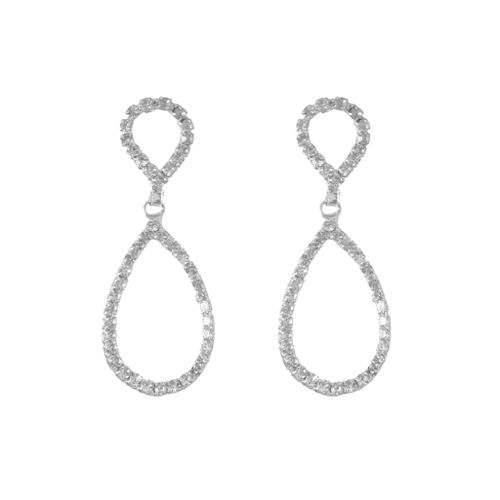 Cute Design Shiny Crystal Stud Earrings for Women, Silver TON-A-1051