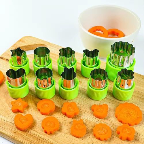 10 Pieces Stainless Steel Vegetable Cookie Cutters Set with Different Shapes Small Shape Cutters for Bread Fruit Vegetable Safe and Durable