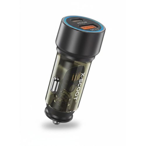 X-SCOOT 45W Super Fast Car Charger PD 25W + QC 20W Dual Port, Compact USB-C & USB-A Adapter – Model XC-311