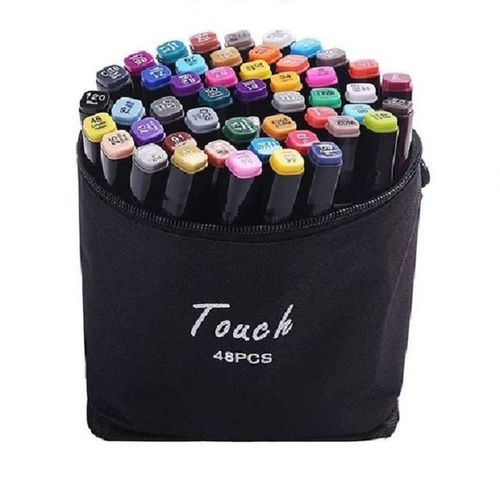 (Touch) Qiuci Colours Graphic Art Twin Tip Marker Pen Set Colour 48 Pcs