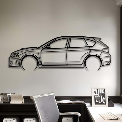 Giftaty JDM Vehicle Silhouette Wall Art – Automotive Decor for Garage, Man Cave, Office & Home – Wall art, office, home, room creative decor, framed posters (WRX STI Hatchback, S)