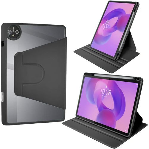 Protective case for Honor Pad 10 12.1 inch 2025, 360-degree multi-angle rotation, transparent cover with pen holder, black