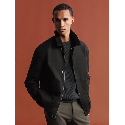 Regular Fit Velvet Collar Men's Jacket