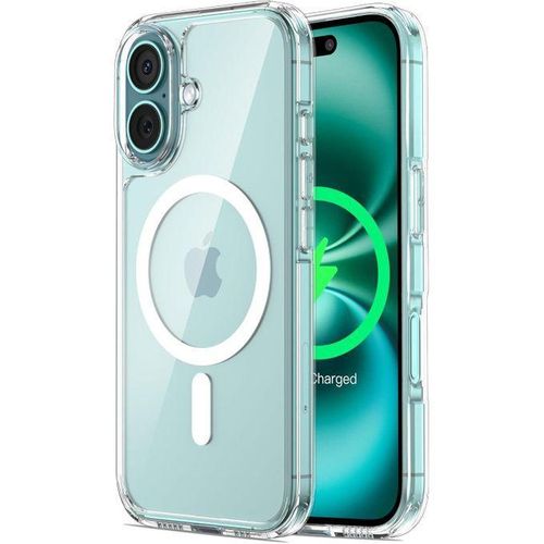 Magnetic Case for iPhone 16 6.1 inch Compatible with MagSafe, Shock Absorbing Cover with Reinforced Corners, Anti-Scratch and Impact Resistant (Clear)