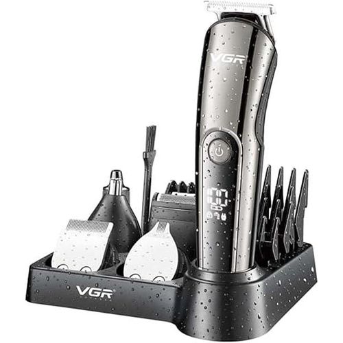 V-107 Professional 11in1 IPX6 Washable Grooming Kit Trimmer For Men, 150 Min Runtime, Silver, Black