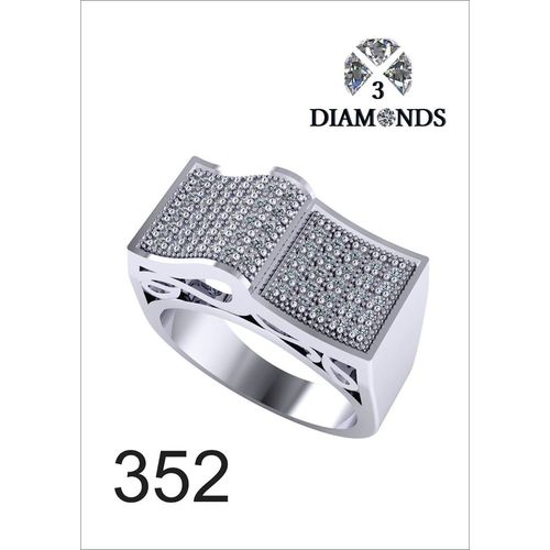 خاتم بلاتينيوم مطلي للنساء مع حجر الزركون من 3 دايموندز - فضي