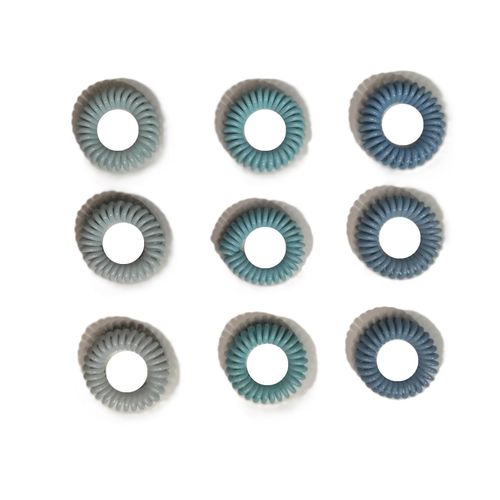 Plastic Set of 9 Hair Tie - Blue