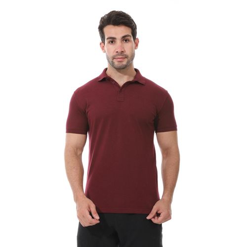 قميص بولو قطن أساسي للرجال من أندورا - اللون بورغندي