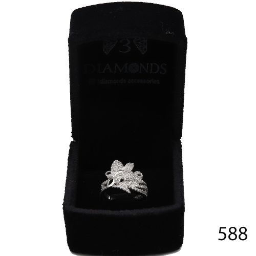 Platinum Plated Ring for Women with Zircon Stone - Silver