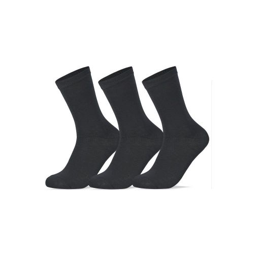 Women Set Of 3 Classic Long Socks Plain Black