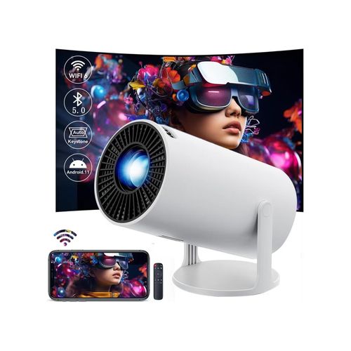 HY300 Mini Portable Projector with WIFI6, Bluetooth, 4K 1080P Support, 180° Rotatable, Auto Keystone , 1GB ram,8GB Rom