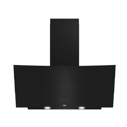 شفاط مطبخ مدمج 90 سم، زجاج أسود بشاشة لمس - مدخنة، مائل، 3 مستويات قوة - HCA92640BHE