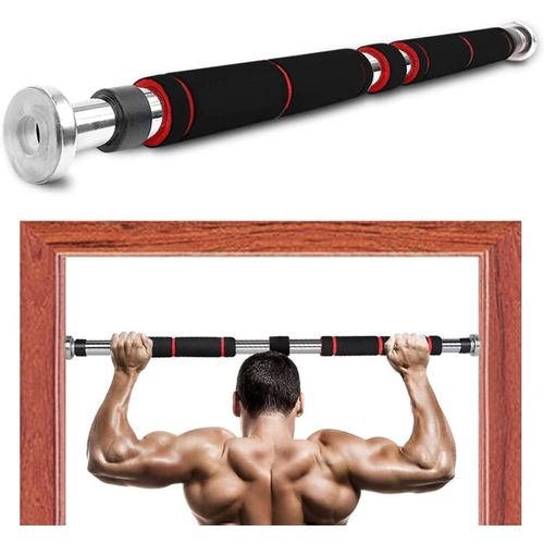 Gym exercise bar that attaches to the doorway or wall for pull-up and upper body exercises with lock, adjustable, (83-130 cm)