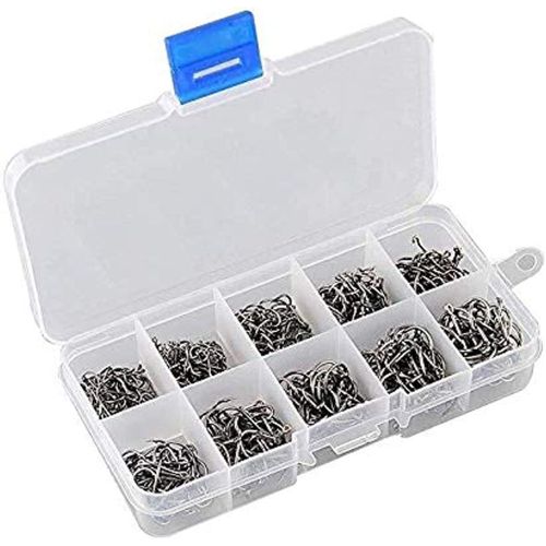 3 to 12, 500pcs fish Jig Hooks With Adjustable Hole Fishing Tackle Box 10 Sizes Carbon Steel fish Hooks