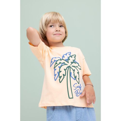 Knitted Short Sleeve T-Shirt - Salmon